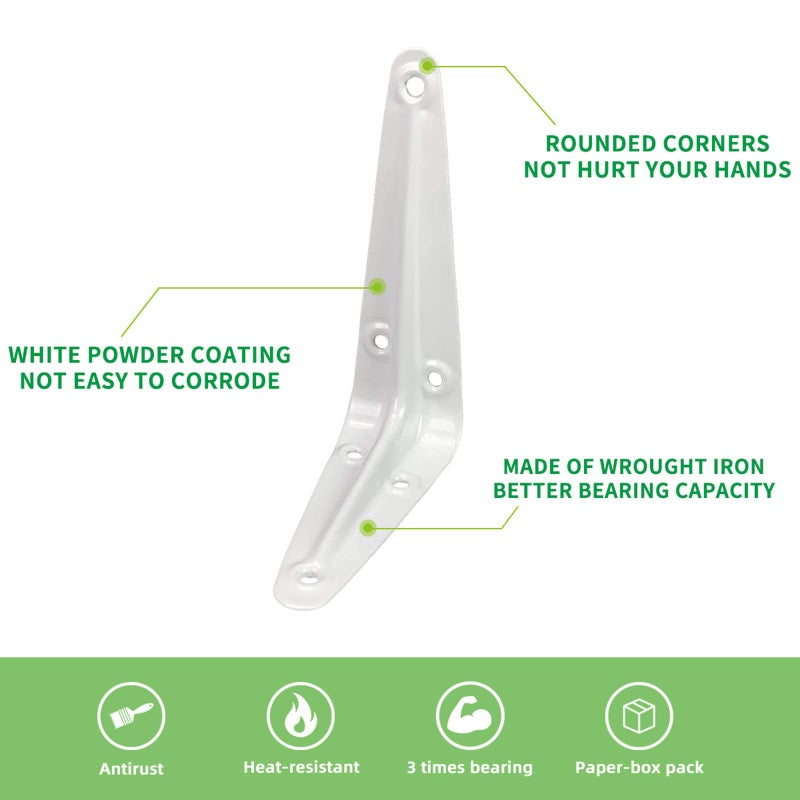 Joroamp Shelf Brackets 4 Inch, 20 Pack White Metal Small Heavy Duty L Adjustable Floating Shelves Bracket, 4 x 3 Inch Farmhouse Shelf Angle Bracket for Wall with Screws - Image 3